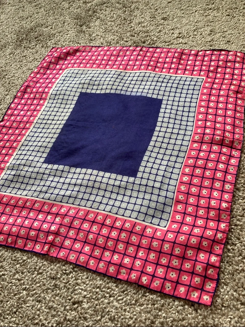 Vintage MCM Carol Stanley Silk Scarf Made in Japan 50s 60s Square Neckerchief